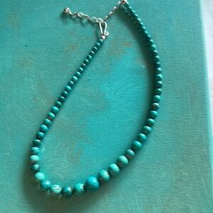 Turquoise Beaded Necklace sterling silver
DTR